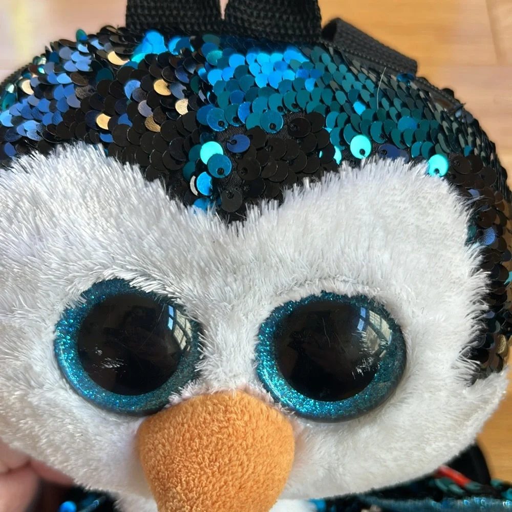 TY Waddles Sequins Penguin Kids Backpack with Adjustable Straps.